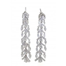 Long Earrings Silver 925 Sterling Dangle Drop Women Zircon Stone Handmade D770